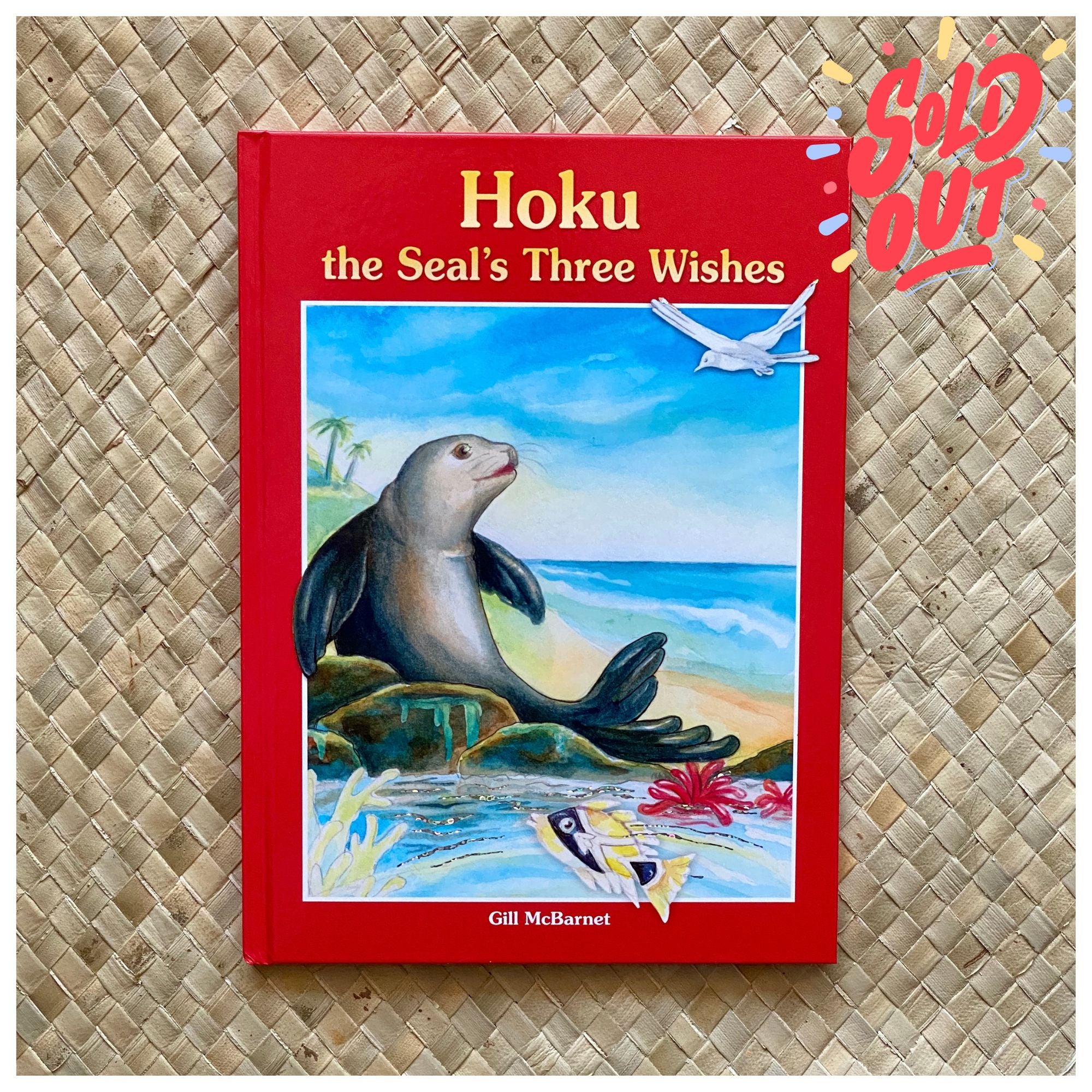 Imperfect copy of Hoku the Seal's Three Wishes book cover — discounted Hawaii children's book